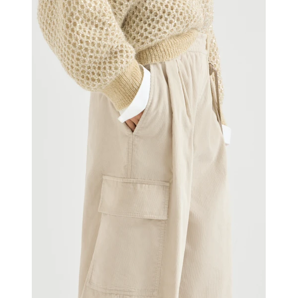 Brunello Cucinelli Corduroy baggy cargo trousers in Beige, view 4 | Pants | Luxury Shoes 