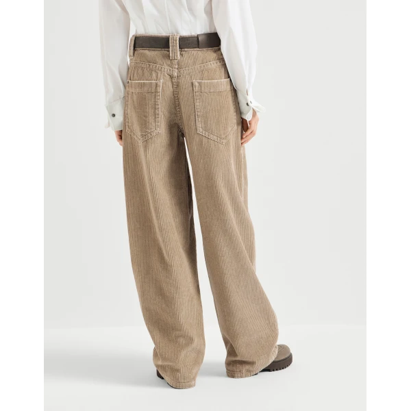 Brunello Cucinelli Corduroy baggy trousers in Beige, view 3 | Pants | Luxury Shoes 