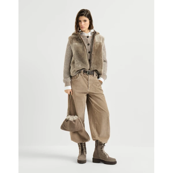 Brunello Cucinelli Corduroy baggy trousers in Beige, view 6 | Pants | Luxury Shoes 