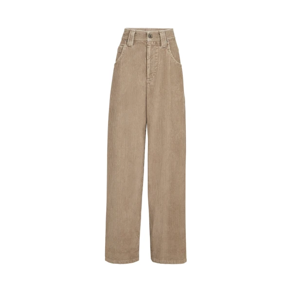 Corduroy baggy trousers in Beige