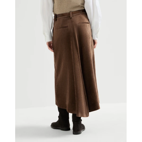 Brunello Cucinelli Corduroy flute skirt in Cigar
