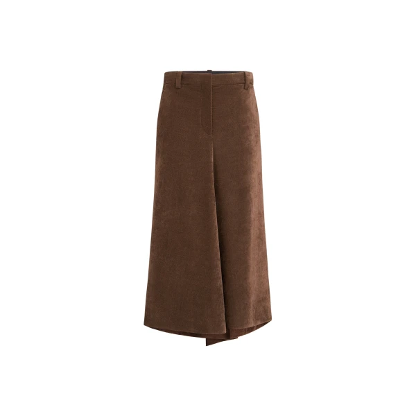Brunello Cucinelli Corduroy flute skirt in Cigar
