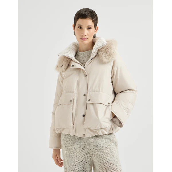 Brunello Cucinelli Cotton canvas down parka in Cool Beige