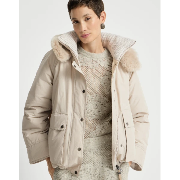 Brunello Cucinelli Cotton canvas down parka in Cool Beige