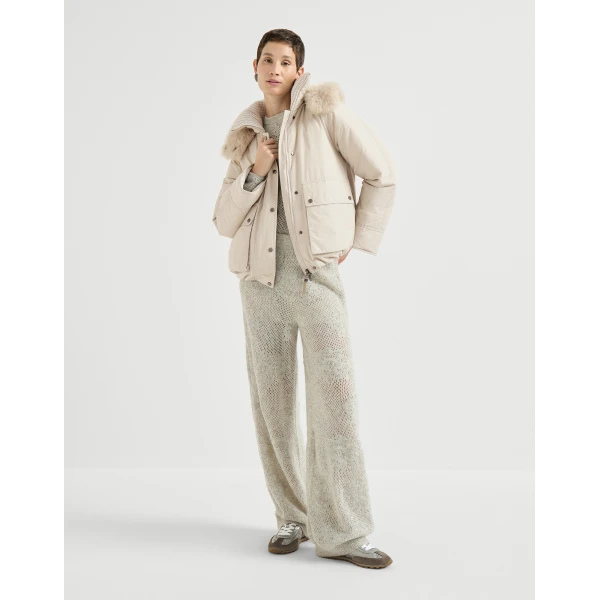 Brunello Cucinelli Cotton canvas down parka in Cool Beige