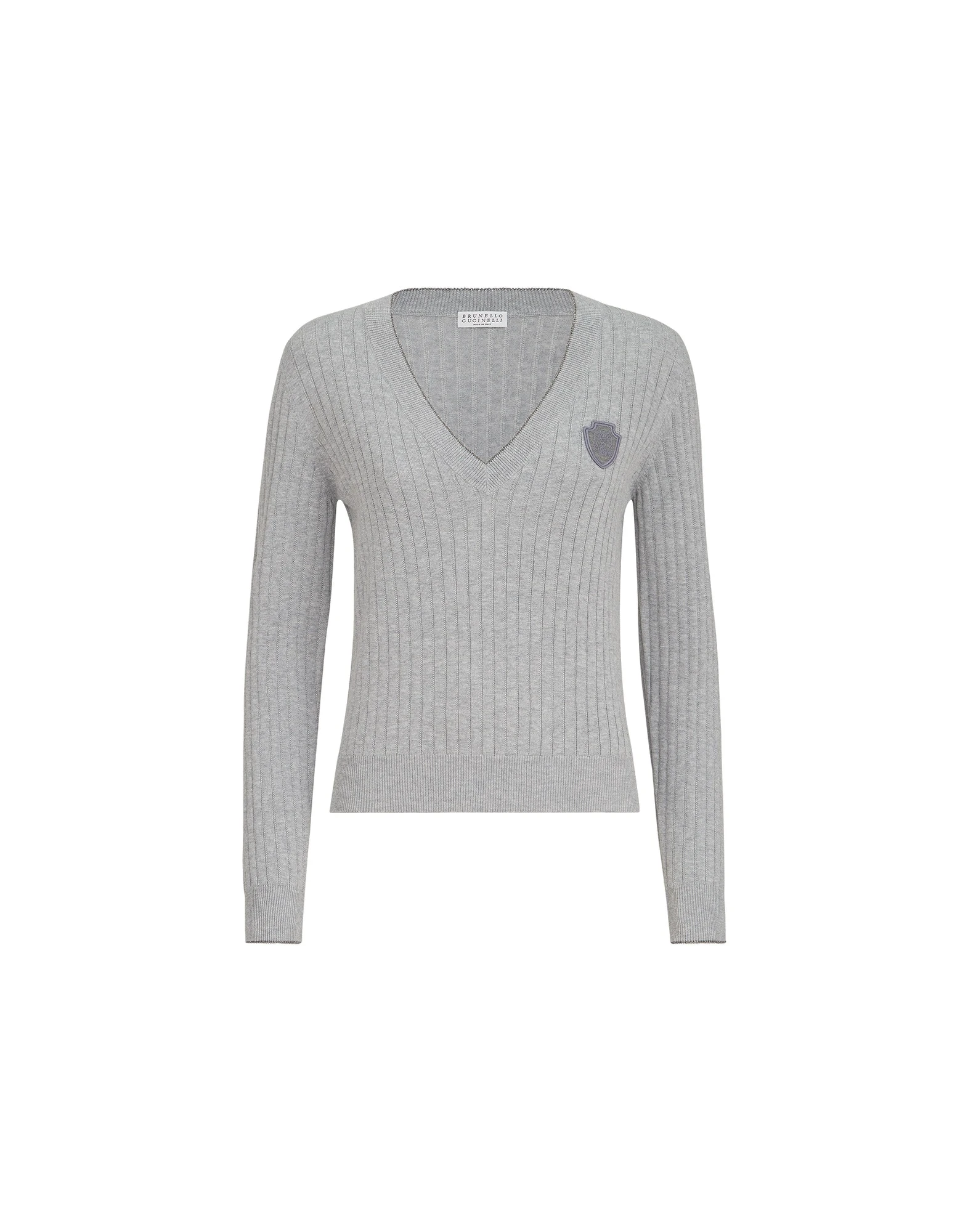 Brunello Cucinelli Cotton ribbed sweater in Grey Brunello Cucinelli