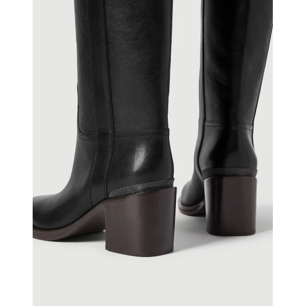 Cowhide boots with monili in Black - Image 4