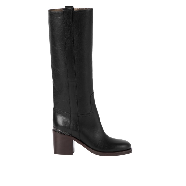 Brunello Cucinelli Cowhide boots with monili in Black