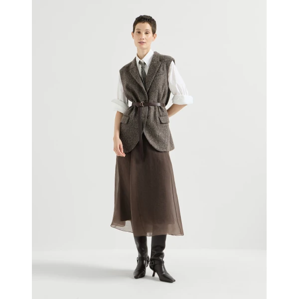 Brunello Cucinelli Crispy silk circle skirt in Brown