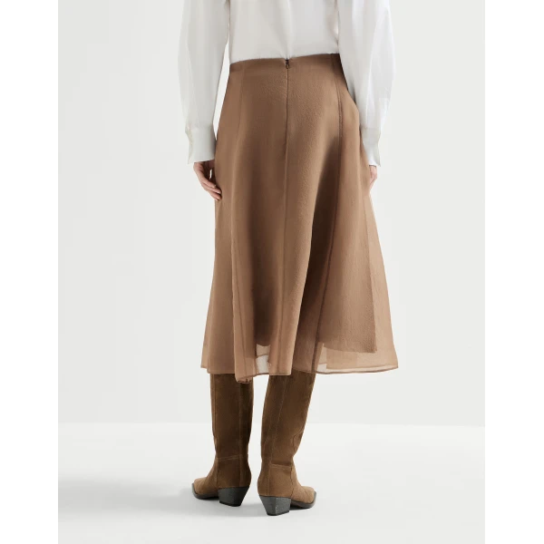 Brunello Cucinelli Crispy silk circle skirt in Dattero