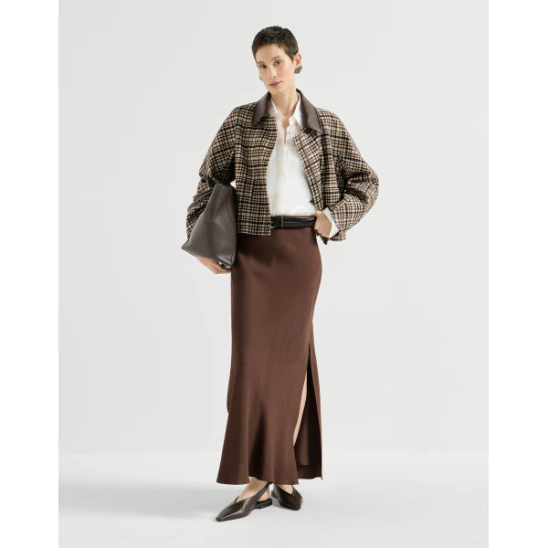 Brunello Cucinelli Crispy silk shirt with monili in White