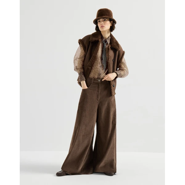 Brunello Cucinelli Dapple organza shirt with Neck Tie in Brown