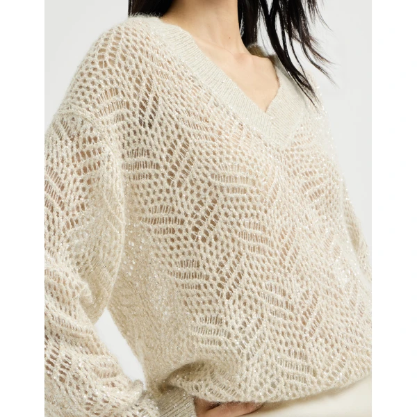 Dazzling Abstract Leaf sweater in Cream - Image 4
