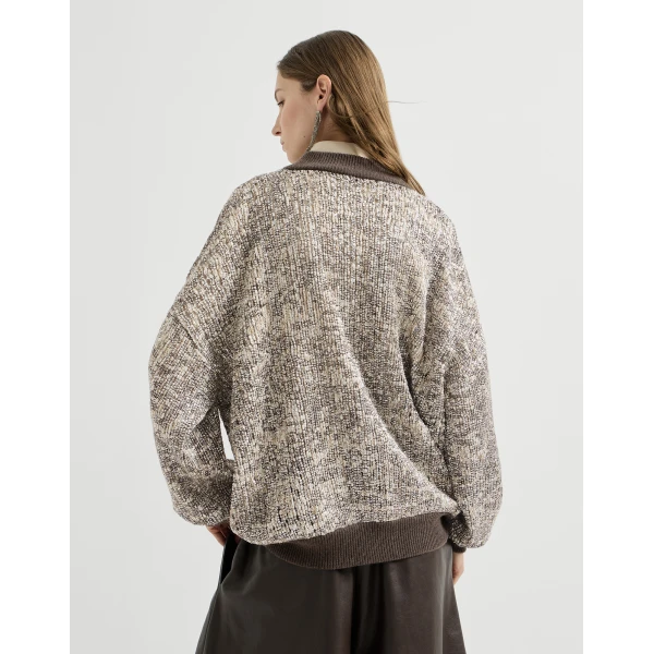 Dazzling Craquelé Embroidery Cardigan in Silver - Image 3
