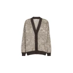 Brunello Cucinelli Dazzling Craquelé Embroidery Cardigan in Silver