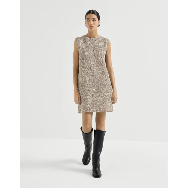 Dazzling Craquelé Embroidery Mini dress in Silver - Image 2
