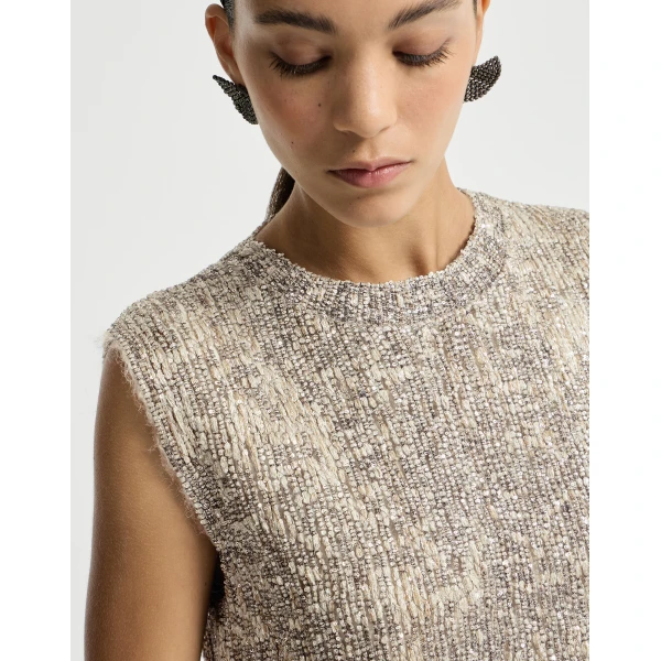 Dazzling Craquelé Embroidery Mini dress in Silver - Image 4