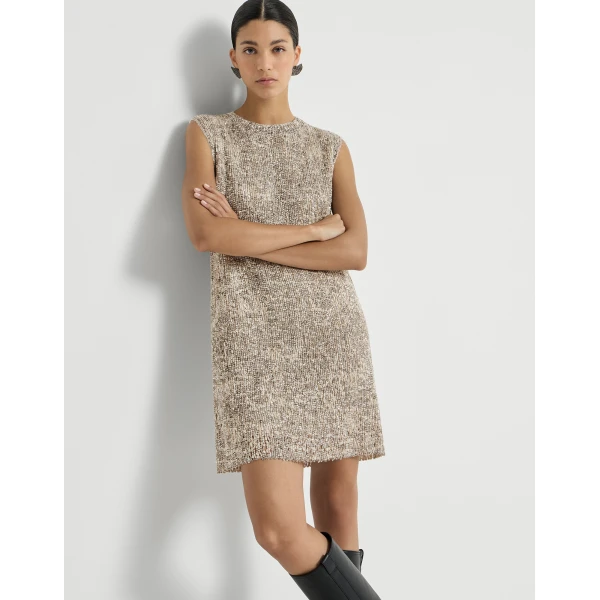 Dazzling Craquelé Embroidery Mini dress in Silver - Image 5