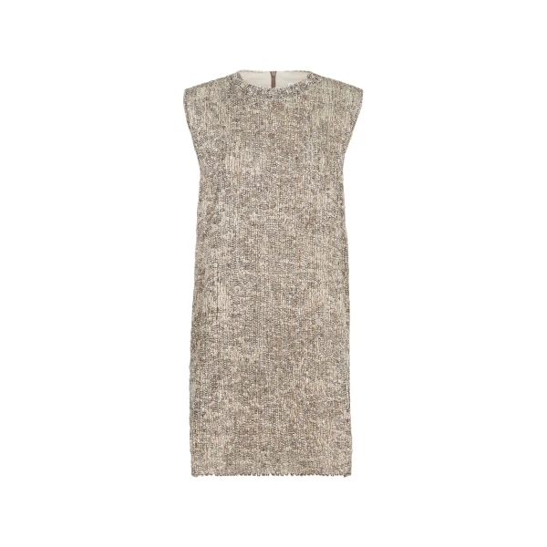 Brunello Cucinelli Dazzling Craquelé Embroidery Mini dress in Silver