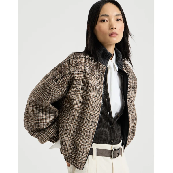 Brunello Cucinelli Dazzling Dégradé Embroidery Bomber jacket in Brown