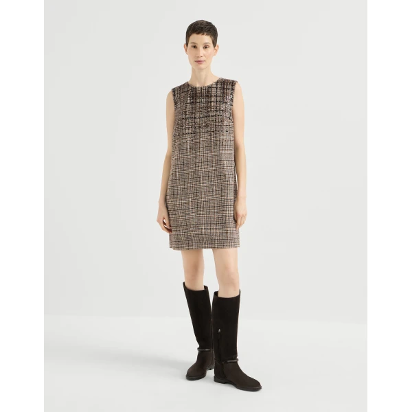 Brunello Cucinelli Dazzling Dégradé Embroidery Mini dress in Brown