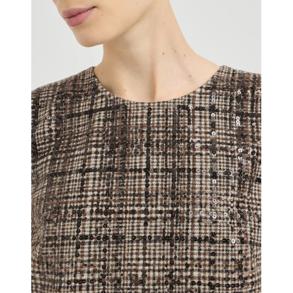 Brunello Cucinelli Dazzling Dégradé Embroidery Mini dress in Brown
