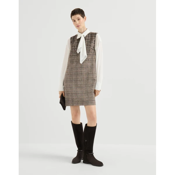 Brunello Cucinelli Dazzling Dégradé Embroidery Mini dress in Brown
