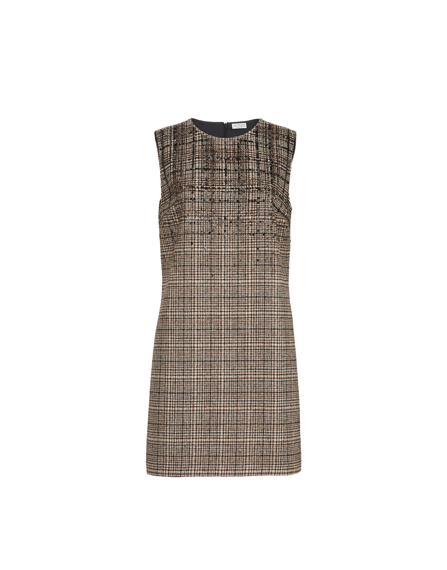 Brunello Cucinelli Dazzling Dégradé Embroidery Mini dress in Brown | Buy Dresses at Luxury Shoes Brunello Cucinelli Dazzling Dégradé Embroidery Mini dress in Brown