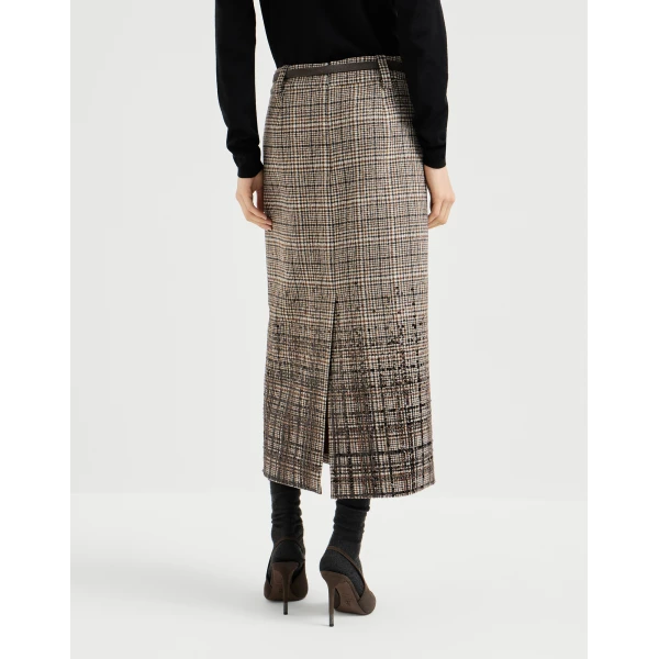 Brunello Cucinelli Dazzling Dégradé Embroidery Pencil skirt in Brown