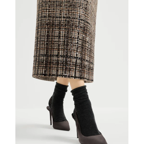 Brunello Cucinelli Dazzling Dégradé Embroidery Pencil skirt in Brown