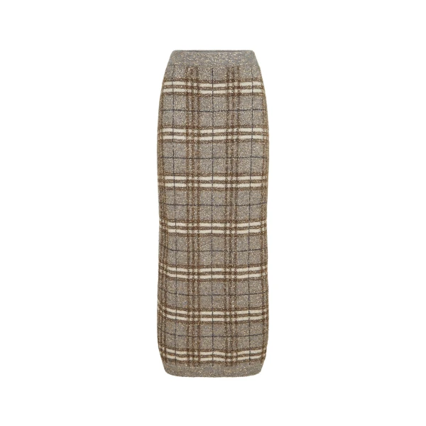 Brunello Cucinelli Dazzling Prince of Wales skirt in Light Brown