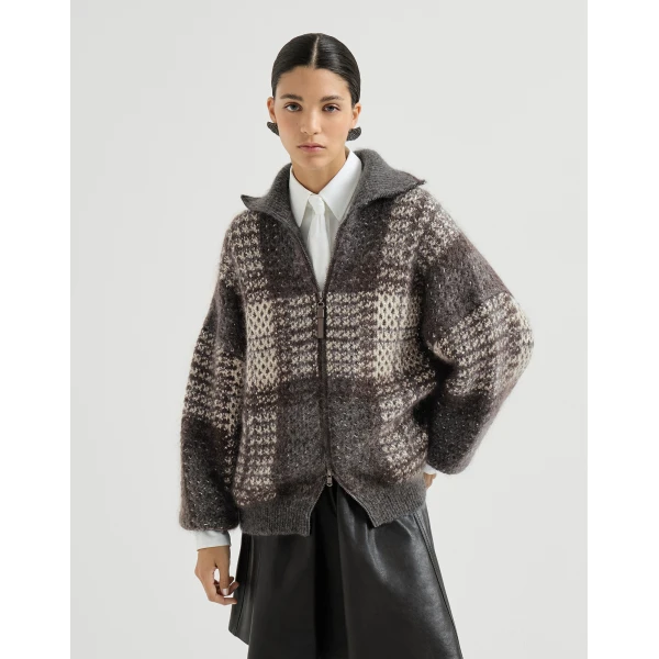 Dazzling Tartan double knit cardigan in Anthracite - Image 2