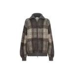 Brunello Cucinelli Dazzling Tartan double knit cardigan in Anthracite