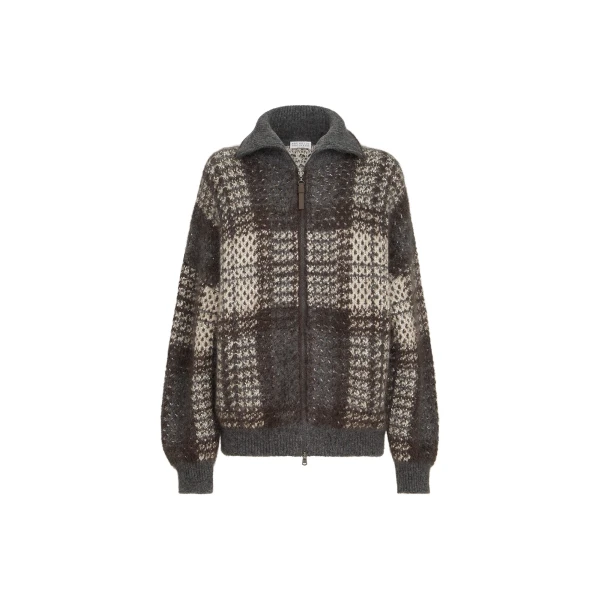 Dazzling Tartan double knit cardigan in Anthracite