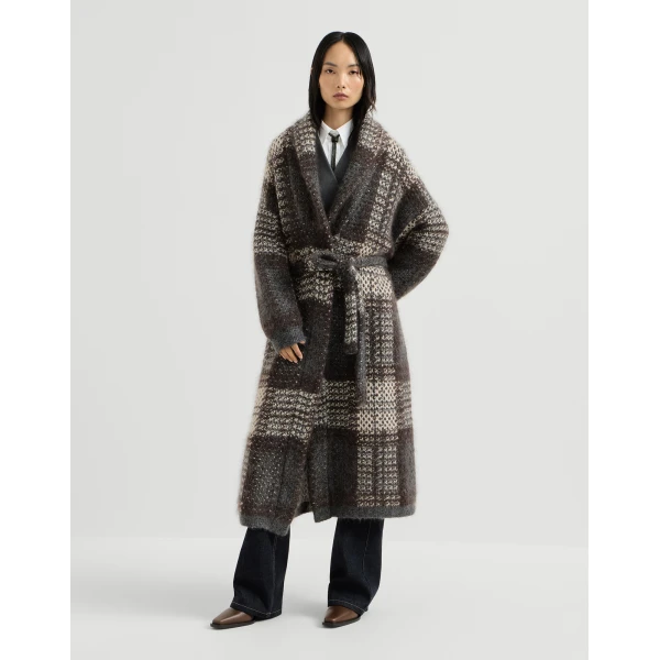 Dazzling Tartan double knit coat in Anthracite - Image 2