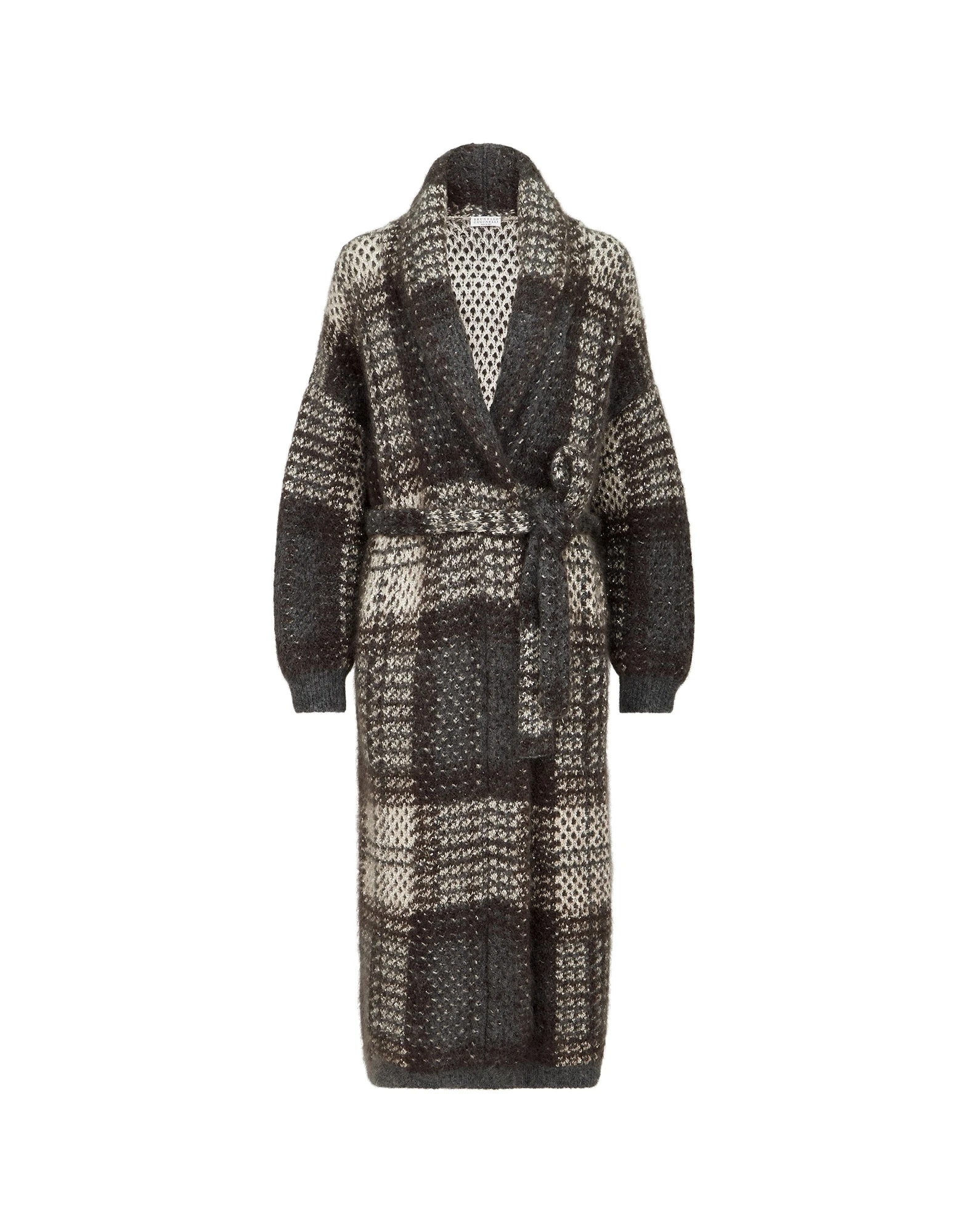 Brunello Cucinelli Dazzling Tartan double knit coat in Anthracite | Buy Coats at Luxury Shoes Brunello Cucinelli Dazzling Tartan double knit coat in Anthracite
