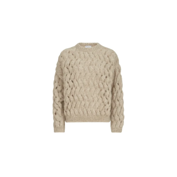 Dazzling Zigzag Cables sweater in Sand