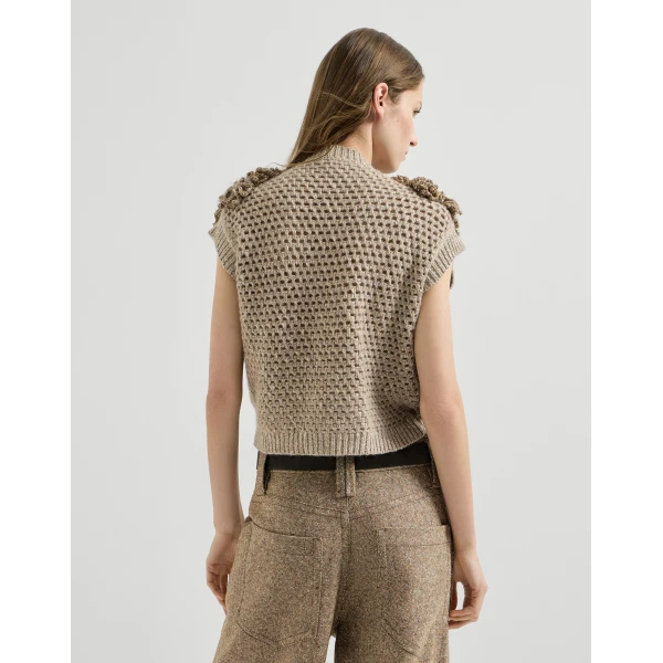 Dazzling blossom OPERA vest in Light Brown - Image 3
