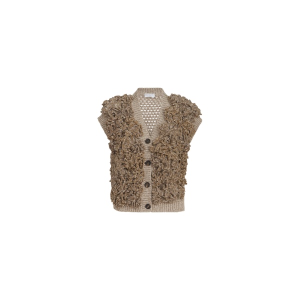 Brunello Cucinelli Dazzling blossom OPERA vest in Light Brown