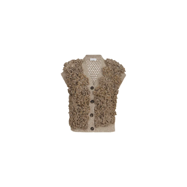 Dazzling blossom OPERA vest in Light Brown