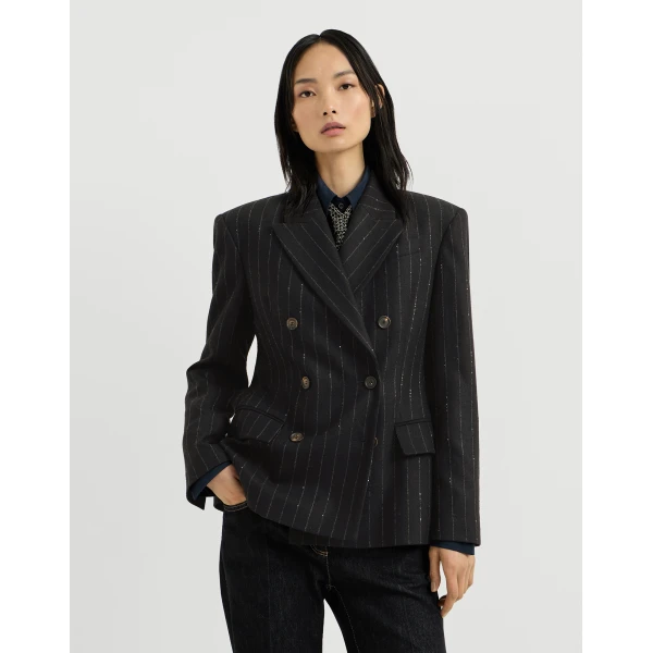 Brunello Cucinelli Dazzling chalk stripe blazer in Cobalt