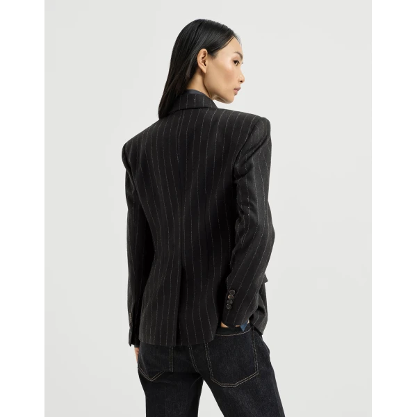 Brunello Cucinelli Dazzling chalk stripe blazer in Cobalt