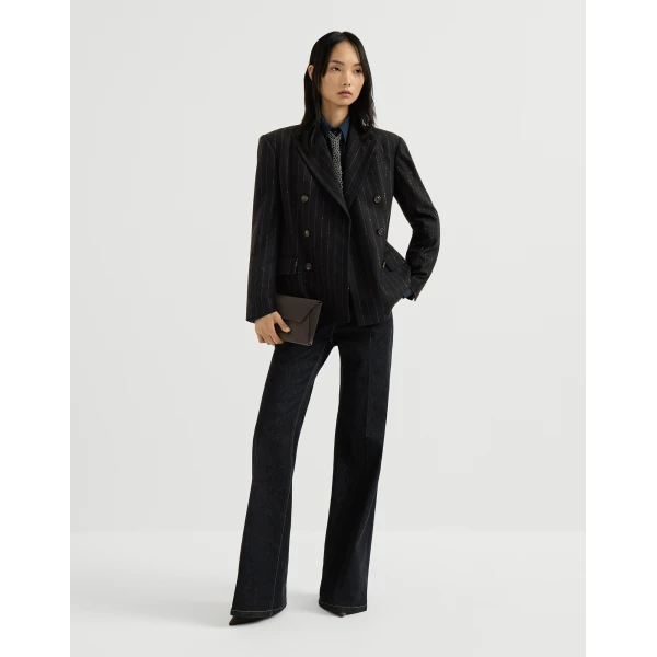 Brunello Cucinelli Dazzling chalk stripe blazer in Cobalt