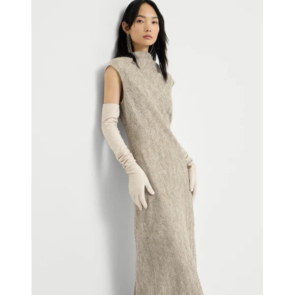 Brunello Cucinelli Dazzling chevron embroidery dress in Rope, view 5 | Dresses | Luxury Shoes 