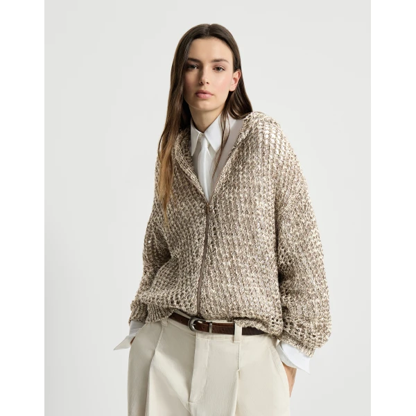 Brunello Cucinelli Dazzling chiné net cardigan in Rope