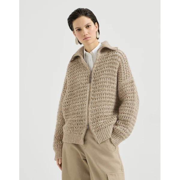 Dazzling net cardigan in Light Brown - Image 2