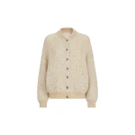 Brunello Cucinelli Dazzling net knit bomber jacket in Cream | Jackets | Luxury Shoes 