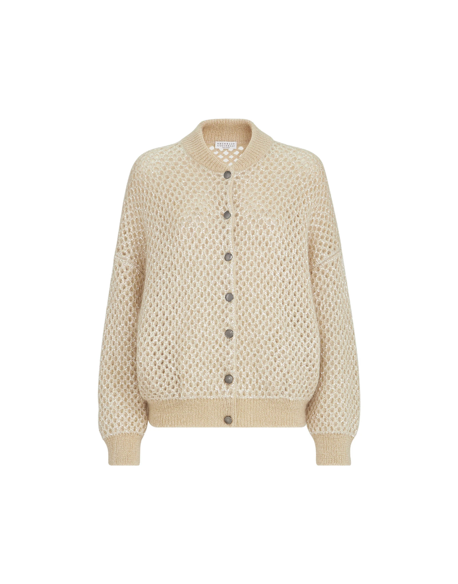 Brunello Cucinelli Dazzling net knit bomber jacket in Cream Brunello Cucinelli Dazzling net knit bomber jacket in Cream | Jackets | Luxury Shoes