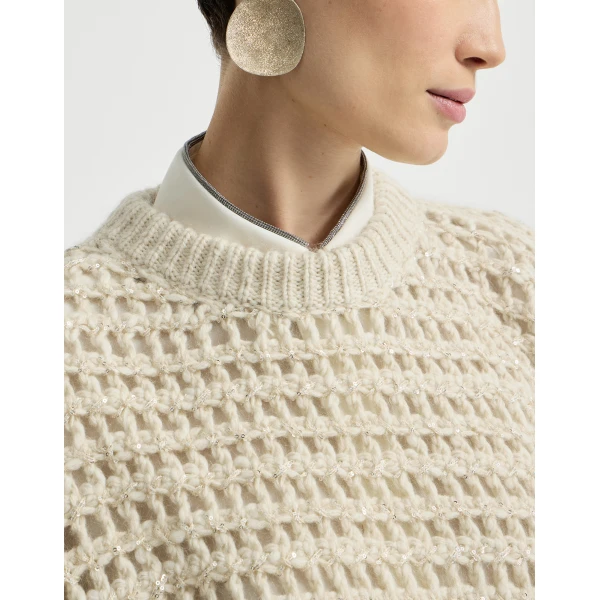 Dazzling net sweater in Cream - Image 4
