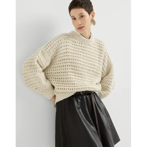 Dazzling net sweater in Cream - Image 5
